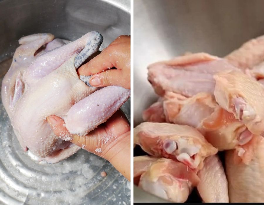 Sơ chế gà làm gà sốt cay Hàn Quốc