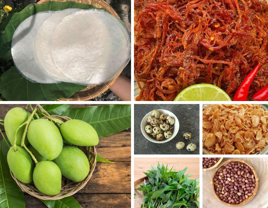 Nguyên liệu làm bánh tráng trộn Sài Gòn