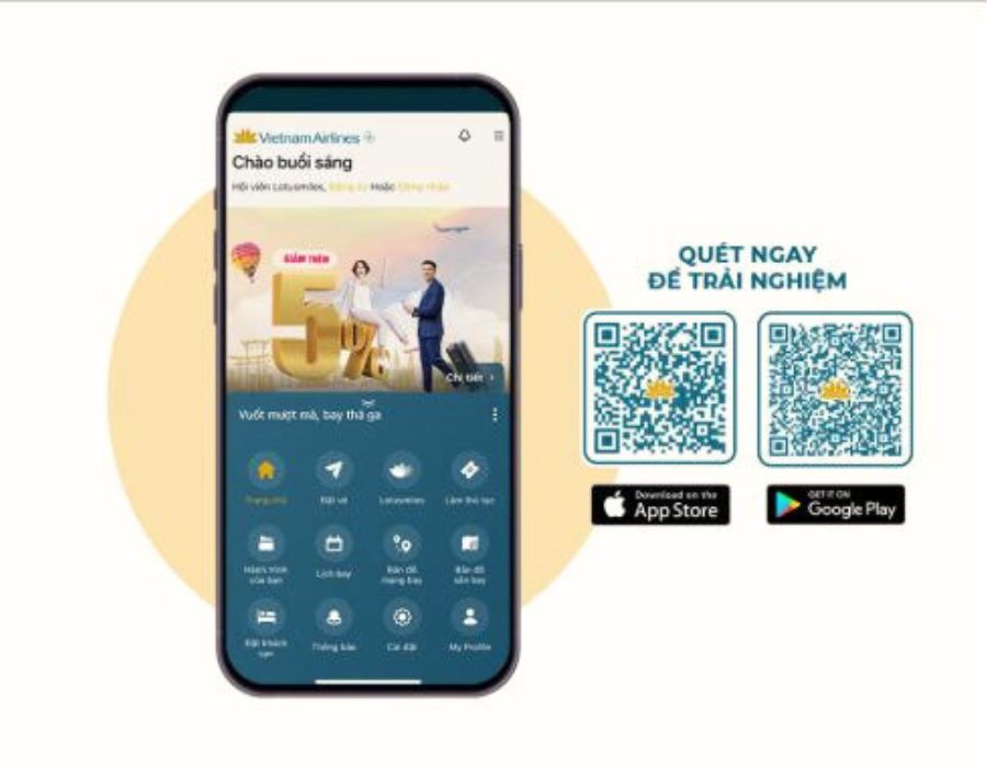 Kênh đổi vé ứng dụng di động Vietnam Airlines